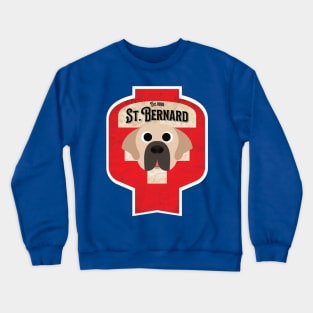 St. Bernard - Distressed Swiss Saint Bernard Beer Label Design Crewneck Sweatshirt